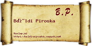 Béldi Piroska névjegykártya